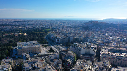 Obraz premium Aerial drone photo of Athens cityscape, Attica, Greece