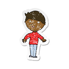 retro distressed sticker of a cartoon happy man