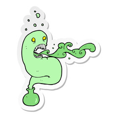 sticker of a cartoon ghost in bottle