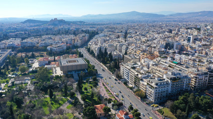 Fototapeta na wymiar Aerial drone photo of Athens cityscape, Attica, Greece
