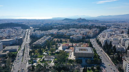 Aerial drone photo of Athens cityscape, Attica, Greece
