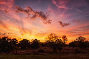 A Dramatic Sunset Over Rural Florida, USA