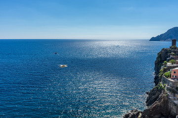Italy, Cinque Terre, Vernazza, an island in the middle of a body of water
