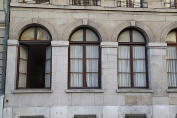 Facade of the old house. The building in Geneva.