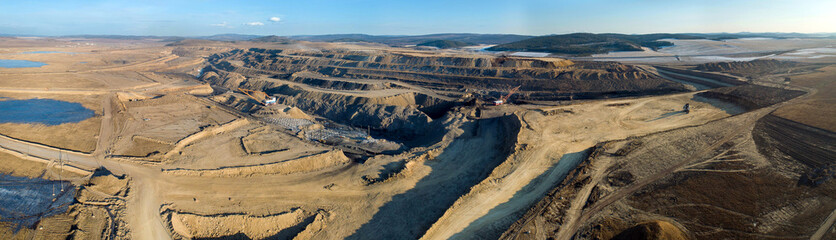 Coal mining in open pit