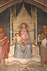 Fototapeta premium Madonna in maestà; affresco nell'abbazia di Viboldone