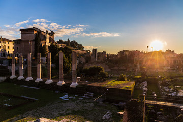Obraz premium Imperial forums at sunset in Rome, Italy