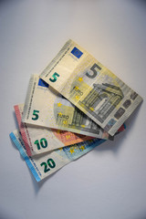 Geld, Scheine, Münzen, Stapel, Euro, Kupfer, Gold, Währung, Hintergrund, Muster