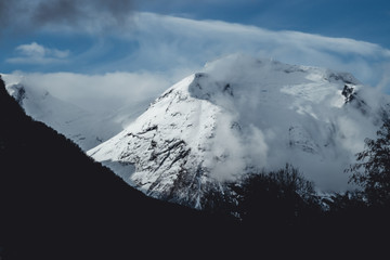 moody mountains in winter
