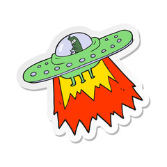 sticker of a cartoon ufo