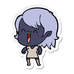 sticker of a cute cartoon happy vampire girl