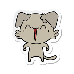 sticker of a happy little dog cartoon