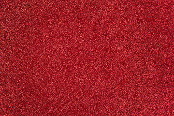 Red Or Bloody Sparkling Background From Small Sequins, Closeup. Brilliant Shiny Backdrop Shimmer...