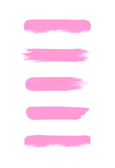 set of pink stripe painted in watercolor isolated on white background, pink water color brush strokes set, illustration paint brush soft in concept watercolor paint, colors acrylic water color paint