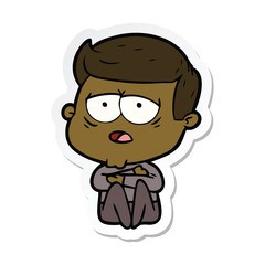 sticker of a cartoon tired man