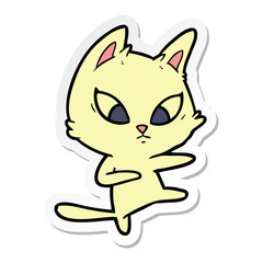 sticker of a confused cartoon cat