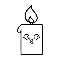 line drawing cartoon lit candle