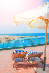 Beautiful seashore vacation on nature landscape background