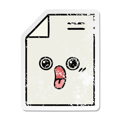 distressed sticker of a cute cartoon sheet of paper