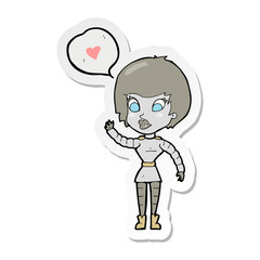 sticker of a cartoon robot woman