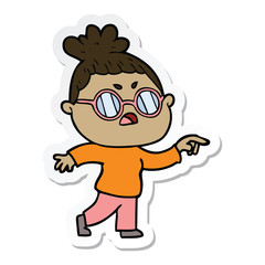 sticker of a cartoon annoyed woman