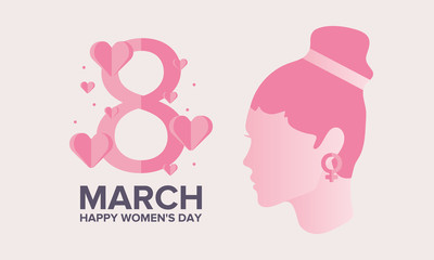 Happy Women&rsquo;s Day. International holiday of female solidarity, which is celebrated on March 8. Silhouette of a girl in bright colors. Poster, banner and background