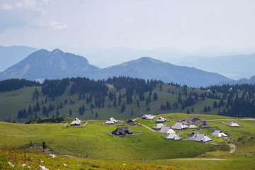 Fototapeta na wymiar Beautiful view of Velika Planina in Slovenia