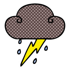 quirky comic book style cartoon thunder cloud