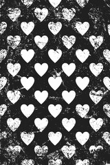 Grunge pattern with icons of hearts. Vertical .black and white backdrop. - 253179030