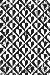 Grunge pattern with circus icons of hearts. Vertical .black and white backdrop.