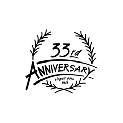 33 years design template. Vector and illustration. 33 years logo. 