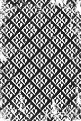 Grunge pattern with geometric icons of hearts. Vertical black and white backdrop.