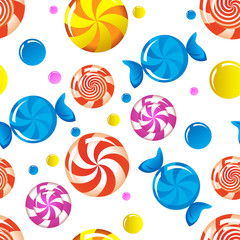 Candies. Sweets for children. Seamless pattern. Vector image.