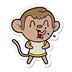sticker of a crazy cartoon monkey