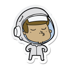 sticker of a cartoon confident astronaut