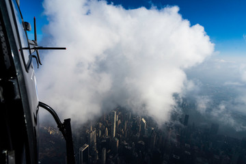 Aerial cloudy NYC