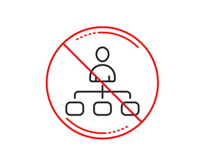 No or stop sign. Management line icon. Business strategy sign. Development symbol. Caution prohibited ban stop symbol. No  icon design.  Vector