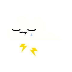 flat color retro cartoon thunder cloud