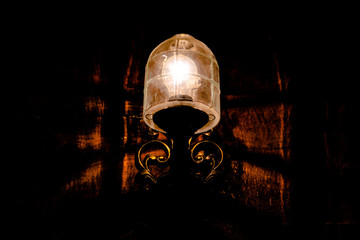 Very beautiful burning nostalgic lamp at night