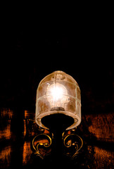 Very beautiful burning nostalgic lamp at night