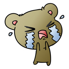 gradient cartoon of a cute crying bear