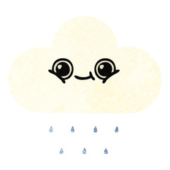 retro illustration style cartoon rain cloud