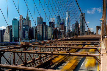 Bridge and yellow cab