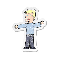retro distressed sticker of a cartoon surprised man