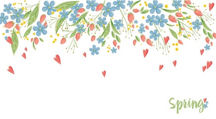 background with spring colored flowers