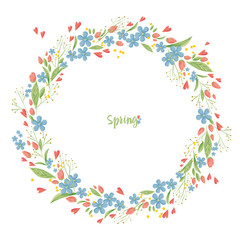 frame with spring colored flowers