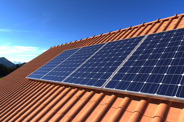 Solar panels modules on roof