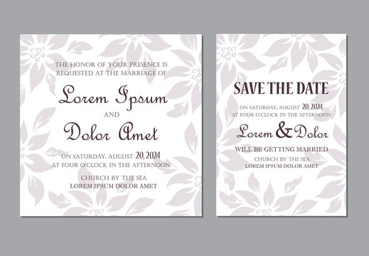 Wedding invitation floral card. Seamless background