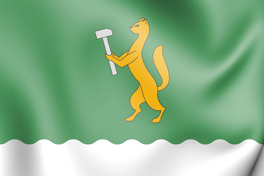 3D Flag of Beloretsk (Bashkortostan), Russia.