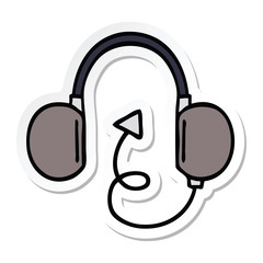 sticker of a cute cartoon retro headphone